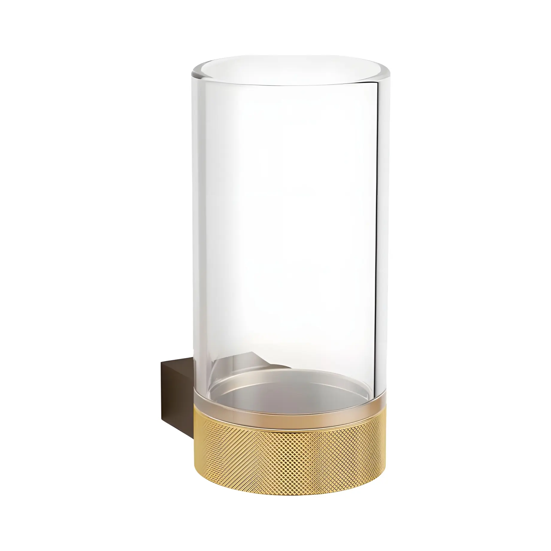 Склянка для зубних щіток настінна Club, темна бронза/золото матове/скло прозоре