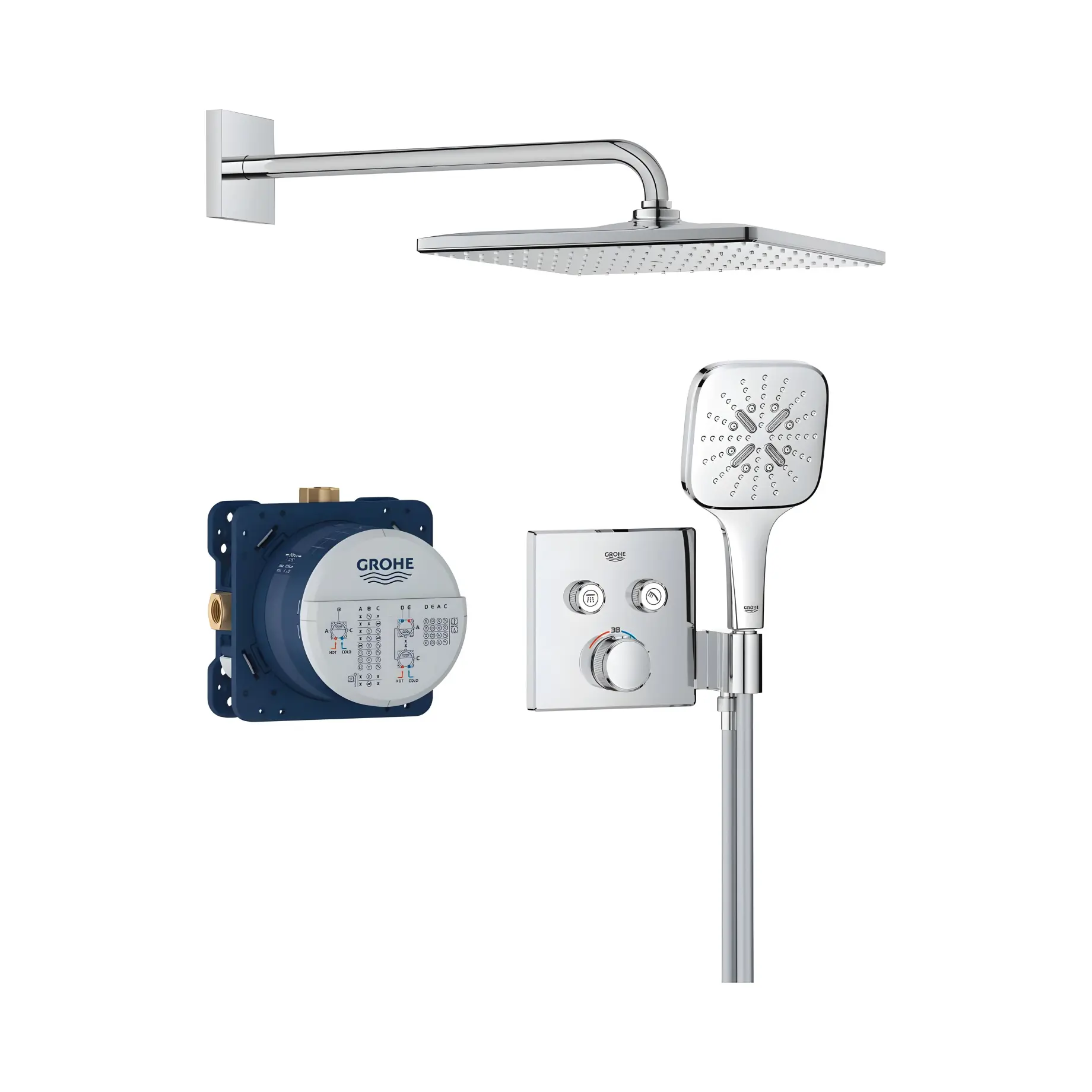 Душова система прихованого монтажу Grohtherm SmartControl з Rainshower Mono 310 Cube