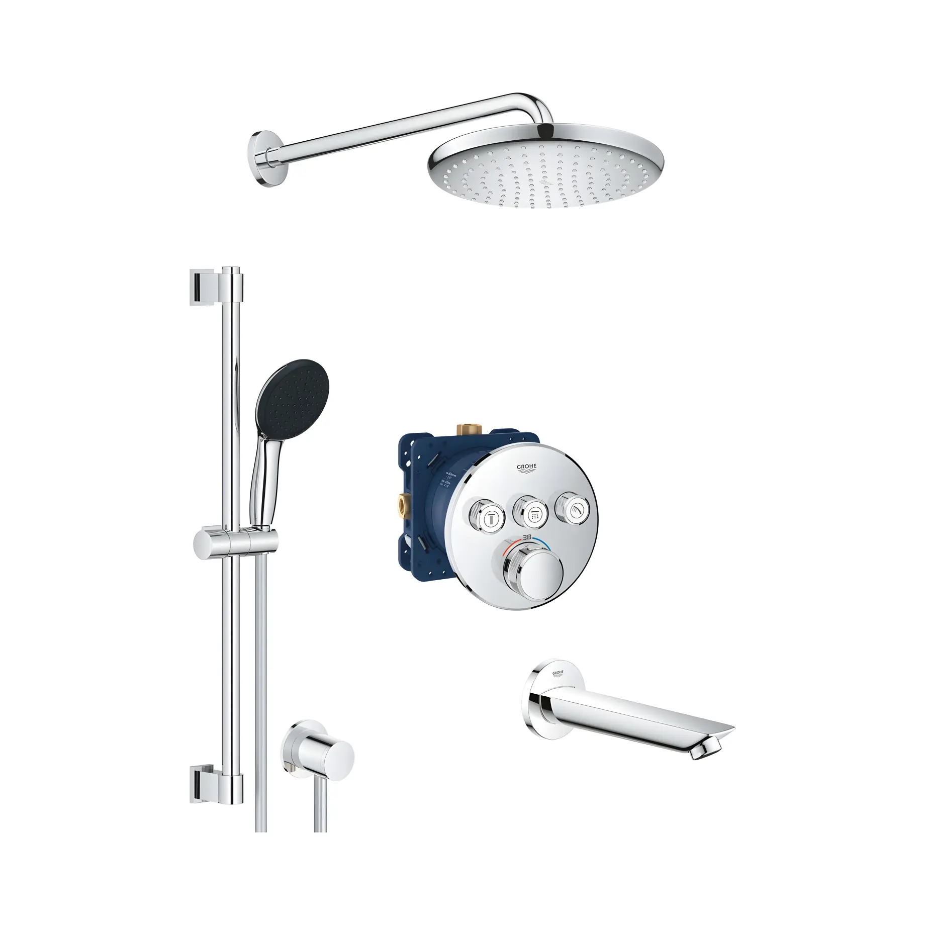 Душова система прихованого монтажу з виливом для ванниGrohtherm SmartControl з Vitalio Start 250